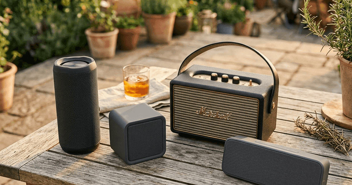 7 caixas de som bluetooth testadas pela equipe Buskando para a Copa 2026 — JBL, Sony, Marshall, Anker