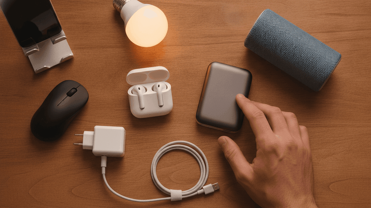 Presentes de tecnologia até R$100 para o Dia dos Pais 2026: fone TWS, power bank, caixa de som, tomada e lâmpada inteligente