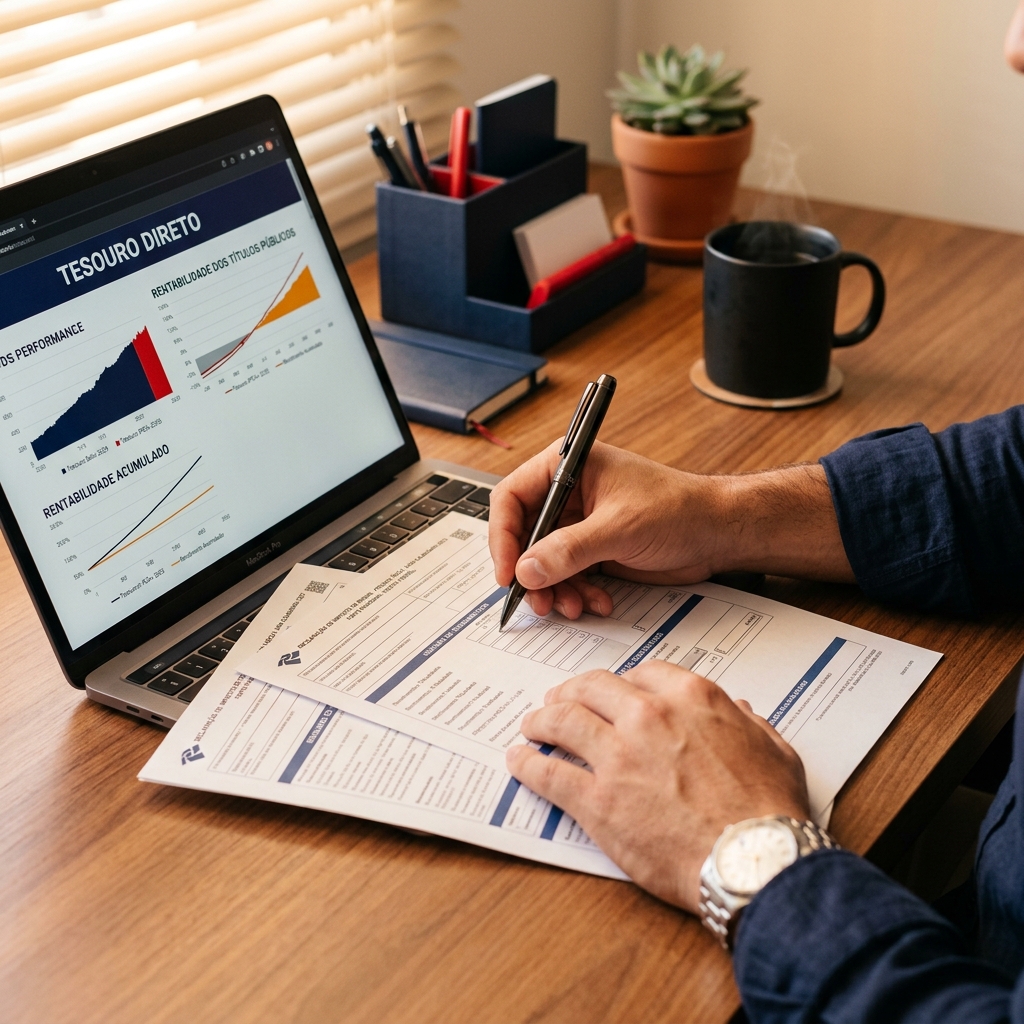 Declaração passo a passo do Tesouro Direto e Renda fixa em escritório para declaração do imposto 2026