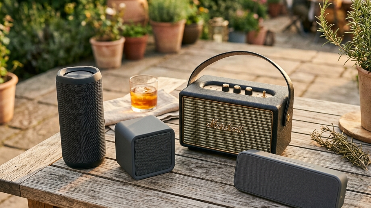 7 caixas de som bluetooth testadas pela equipe Buskando para a Copa 2026 — JBL, Sony, Marshall, Anker