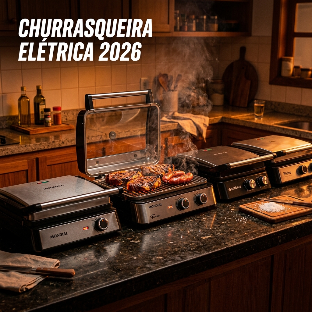 5 churrasqueiras elétricas testadas pela equipe Buskando para o dia de jogo da Copa 2026