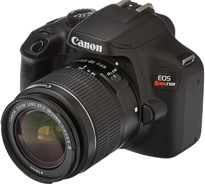 Câmera Fotográfica EOS Rebel T100 • 18-55mm f/3.5-5.6 IS II BR • T100 EF-S 18 • Preto • Canon