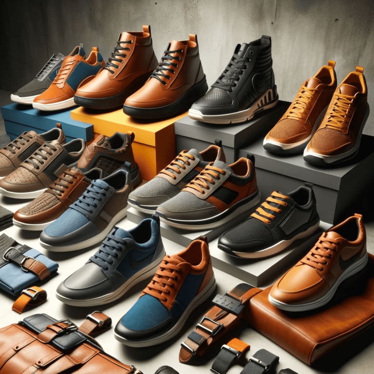 Variedade de tênis masculinos em promoção, incluindo estilos esportivos, casuais e retrô