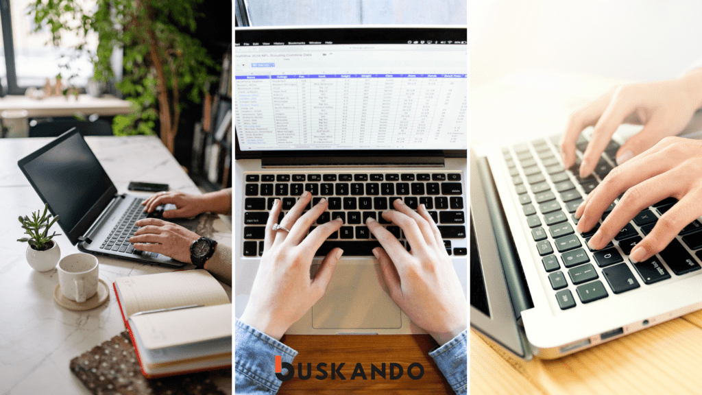 Pessoas usando notebooks em diferentes ambientes de trabalho e estudo, destacando a versatilidade dos notebooks modernos.
