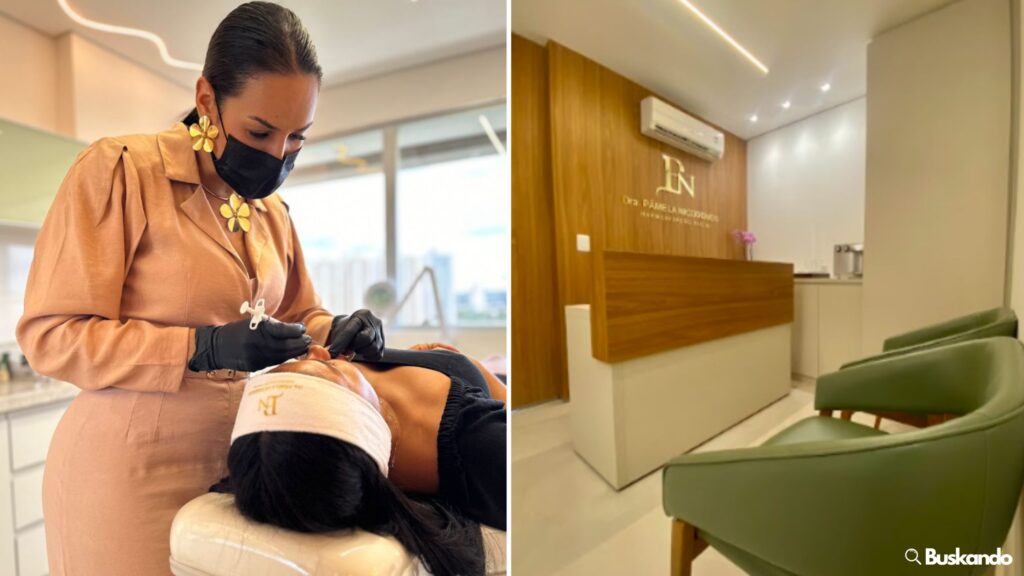 Dra. Pâmela Nicodemos realizando harmonização facial em Brasília.