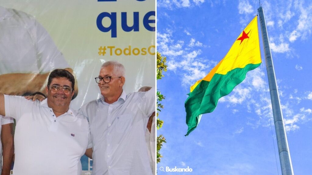 Carlinhos do Pelado, candidato a prefeito de Brasileia nas eleições de 2024, durante um evento de campanha.