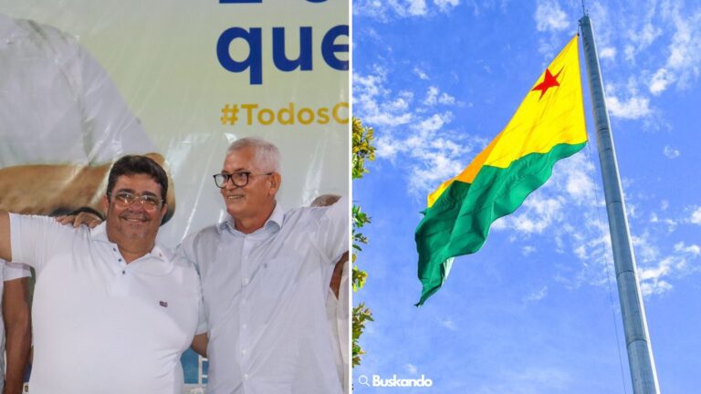 Carlinhos do Pelado, candidato a prefeito de Brasileia nas eleições de 2024, durante um evento de campanha.