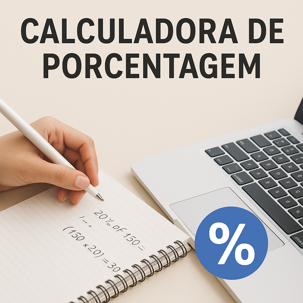 Pessoa calculando porcentagem no caderno