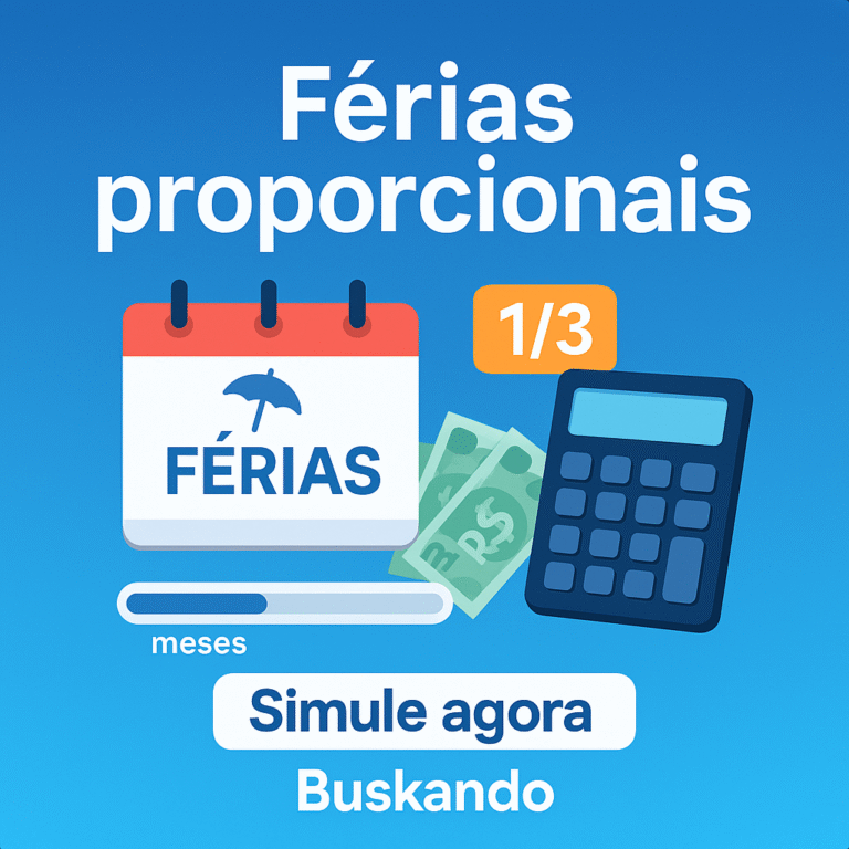 Férias proporcionais: cálculo pelo tempo trabalhado com calendário, calculadora 1/3 e mala — Buskando