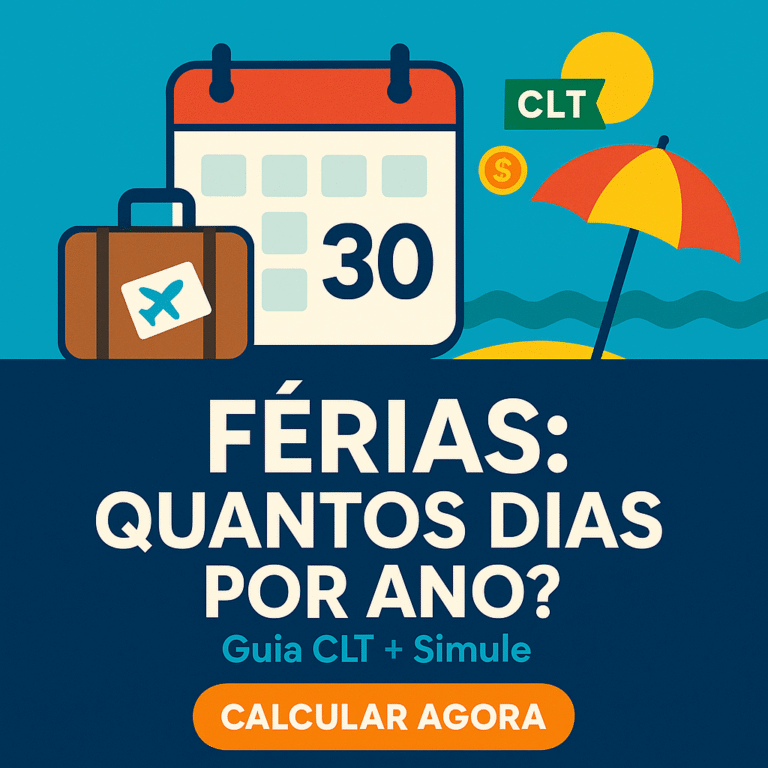Férias: quantos dias por ano? Calendário 30 dias CLT, mala e praia — calcule agora